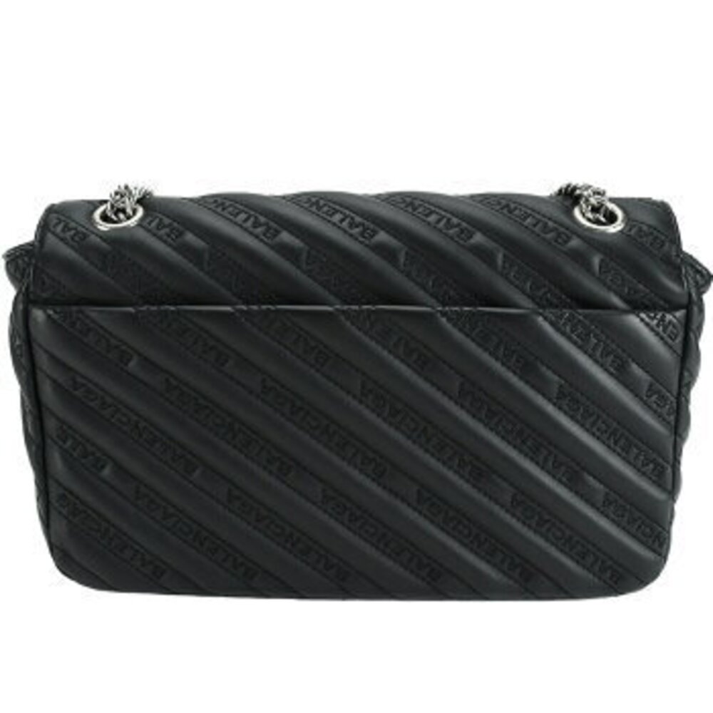 Balenciaga Round Chain Shoulder Bag Crossbody Bag black leather logo - Picture 4 of 8